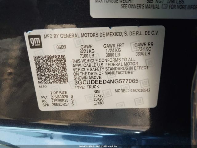 2022 CHEVROLET SILVERADO 1500 3GCUDEED4NG577065 Photo 8