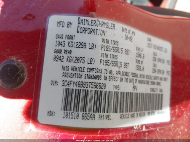 2003 CHRYSLER PT CRUISER 3C4FY48B93T566620 Photo 8