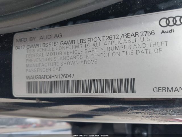 2017 AUDI A6 WAUG8AFC4HN126047 Photo 8
