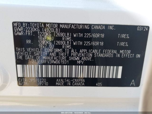 2024 TOYOTA RAV4 HYBRID 2T3E6RFV3RW061931 Photo 8
