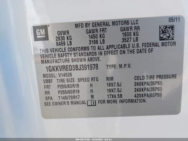 2011 GMC ACADIA 1GKKVRED3BJ391978 Photo 8