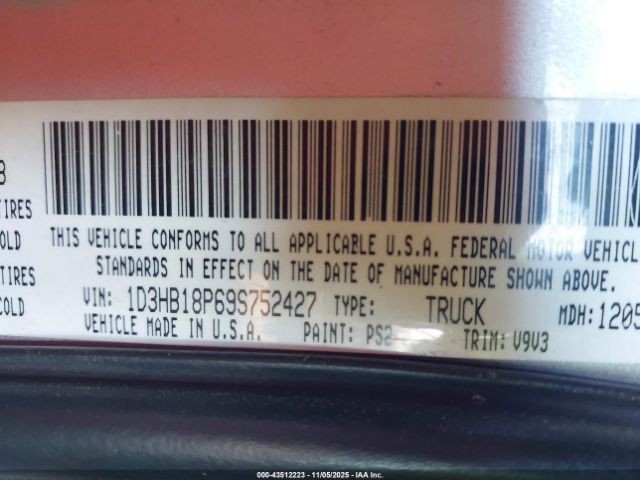 2009 DODGE RAM 1500 1D3HB18P69S752427 Photo 8