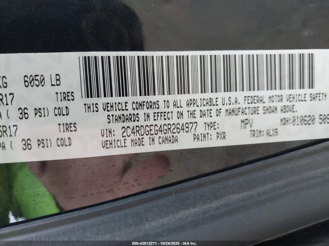 Продажа на аукционе авто 2016 Dodge Grand Caravan R/t, vin: 2C4RDGEG4GR264977, номер лота: 43512271