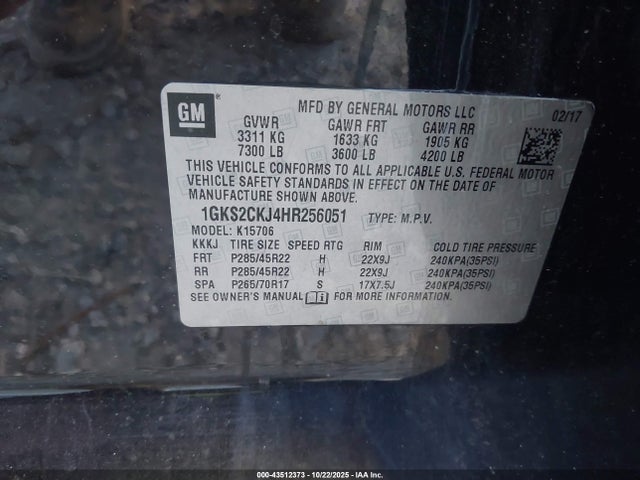 1GKS2CKJ4HR256051 GMC YUKON DENALI