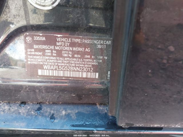 2011 BMW 335I WBAPL5G52BNN23012 Photo 8