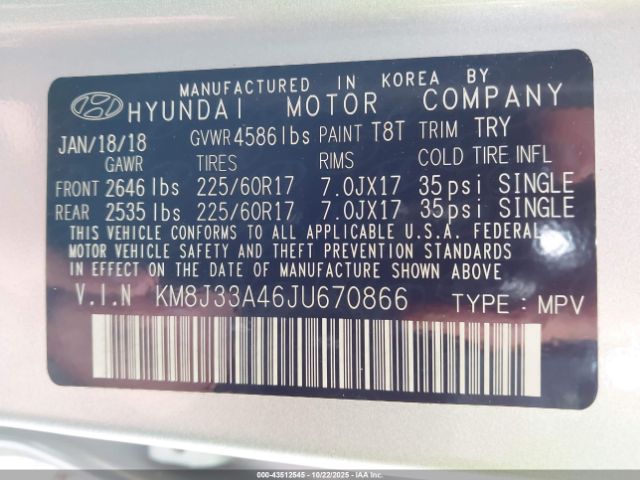 2018 HYUNDAI TUCSON KM8J33A46JU670866 Photo 8