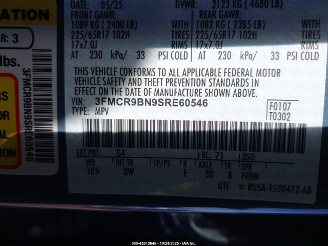 3FMCR9BN9SRE60546 Ford Bronco Sport Big Bend