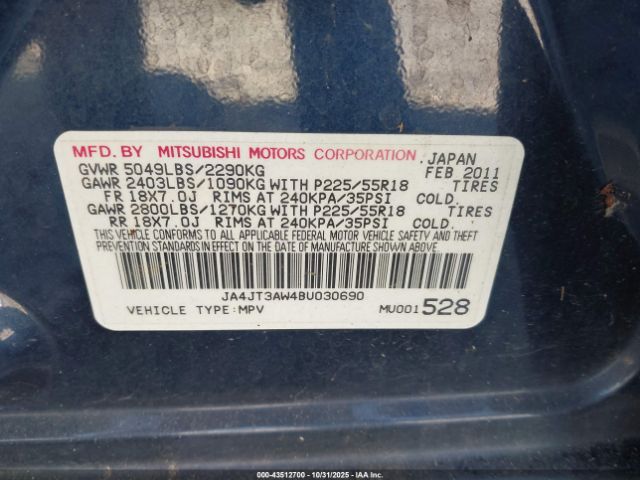 2011 MITSUBISHI OUTLANDER JA4JT3AW4BU030690 Photo 8