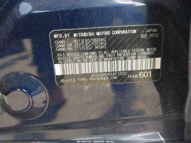 2013 MITSUBISHI LANCER SPORTBACK JA32X2HUXDU011222 Photo 8