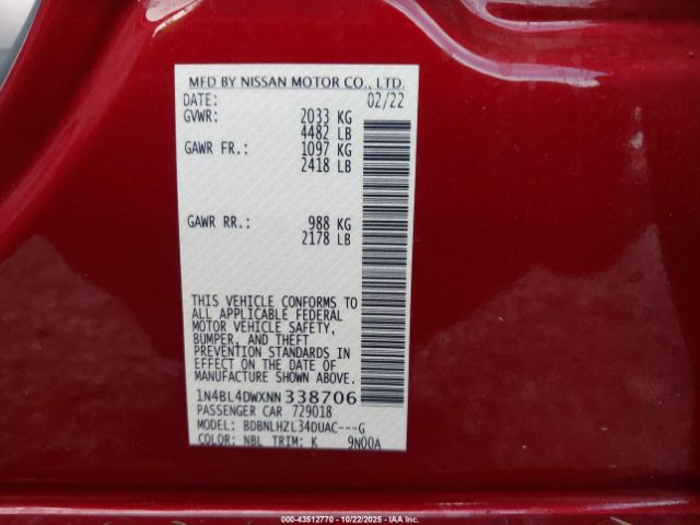 2022 NISSAN ALTIMA 1N4BL4DWXNN338706 Photo 8