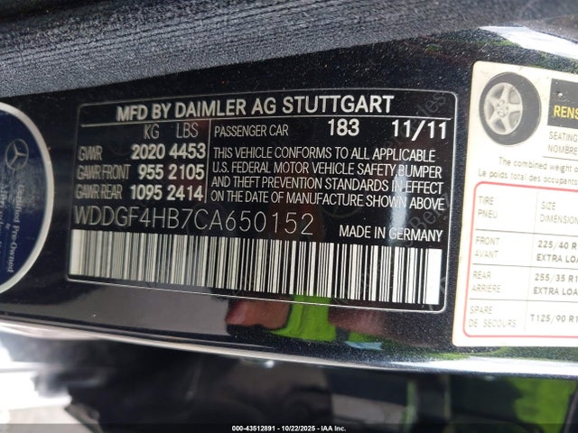 Продажа на аукционе авто 2012 Mercedes-benz C 250 Sport, vin: WDDGF4HB7CA650152, номер лота: 43512891