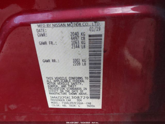 2019 NISSAN LEAF 1N4AZ1CP1KC308729 Photo 8