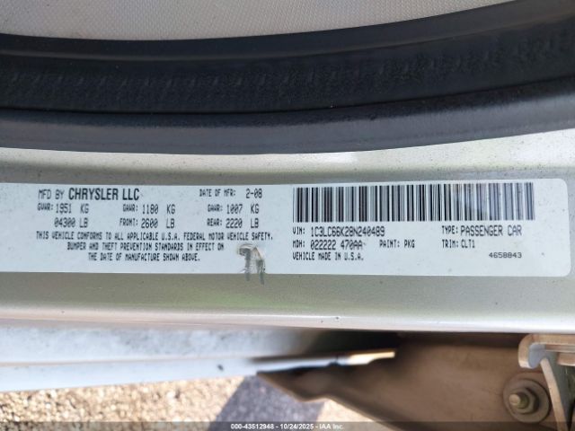 2008 CHRYSLER SEBRING 1C3LC66K28N240489 Photo 8