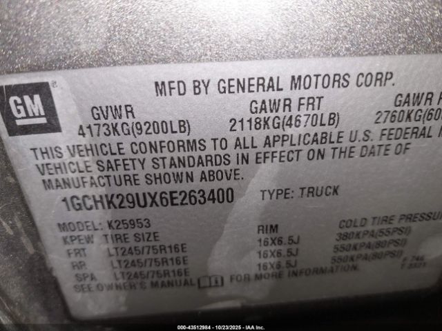 2006 CHEVROLET SILVERADO 2500HD 1GCHK29UX6E263400 Photo 8