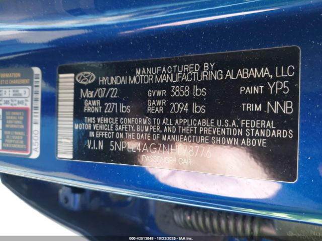 2022 HYUNDAI ELANTRA 5NPLL4AG7NH078776 Photo 8
