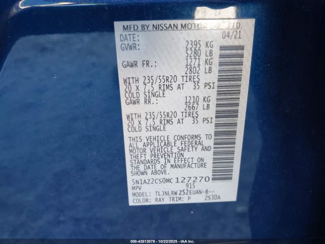 2021 NISSAN MURANO 5N1AZ2CS0MC127270 Photo 8