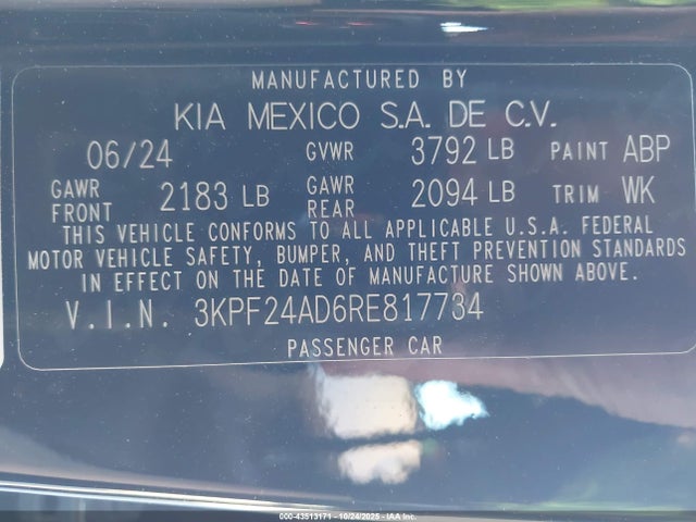 3KPF24AD6RE817734 KIA Forte Lxs