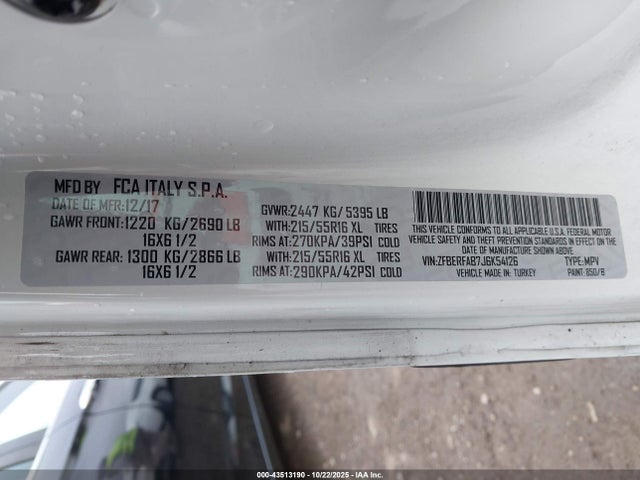 Продаж на аукціоні авто 2018 Ram Promaster City Tradesman, vin: ZFBERFAB7J6K54126, номер лоту: 43513190
