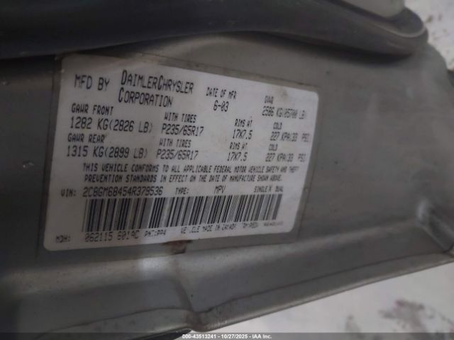 2004 CHRYSLER PACIFICA 2C8GM68454R379536 Photo 8