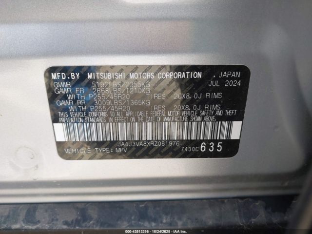 2024 MITSUBISHI OUTLANDER JA4J3VA8XRZ081976 Photo 8