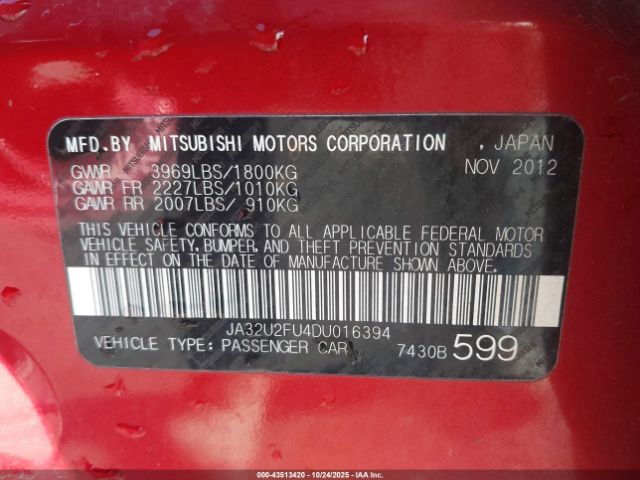 2013 MITSUBISHI LANCER JA32U2FU4DU016394 Photo 8