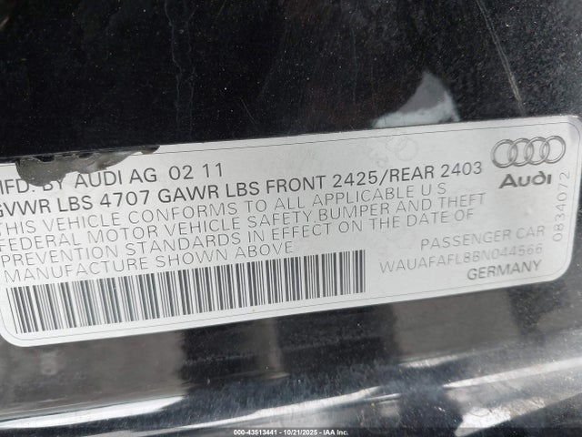 2011 AUDI A4 WAUAFAFL8BN044566 Photo 8
