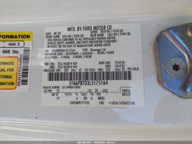 2020 FORD MUSTANG 1FA6P8TD3L5175164 Photo 8