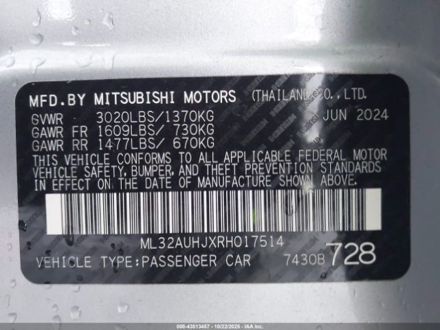 2024 MITSUBISHI MIRAGE ML32AUHJXRH017514 Photo 8