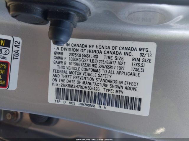 2013 HONDA CR-V 2HKRM3H7XDH506426 Photo 8