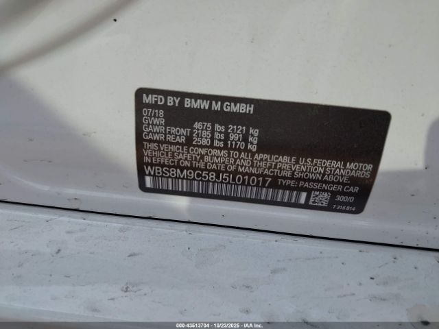 2018 BMW M3 WBS8M9C58J5L01017 Photo 8
