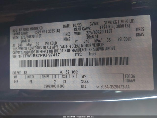 2023 FORD F-150 1FTFW1E87PKF97417 Photo 8