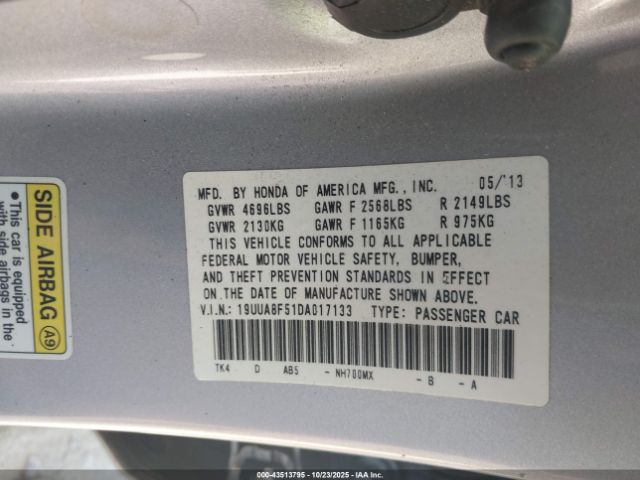 2013 ACURA TL 19UUA8F51DA017133 Photo 8
