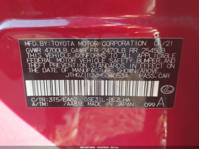 2021 LEXUS IS 350 JTHGZ1B24M5040534 Photo 8