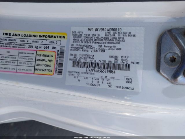 2016 FORD MUSTANG 1FATP8UH5G5319064 Photo 8