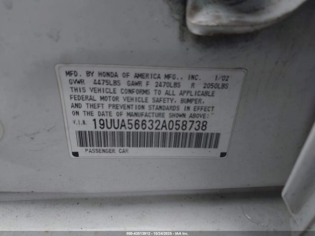 2002 ACURA TL 19UUA56632A058738 Photo 8
