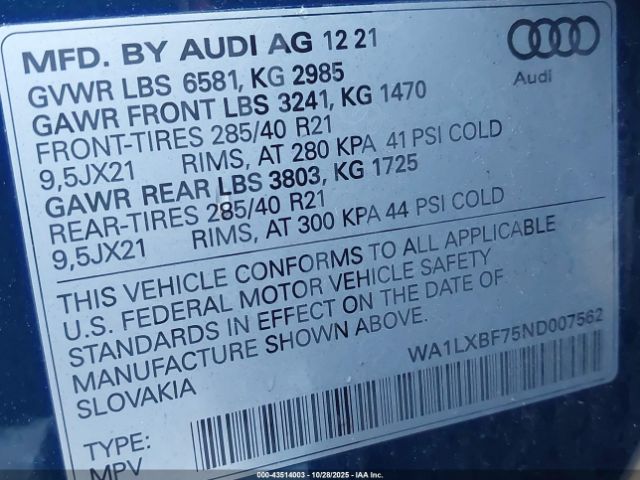 2022 AUDI Q7 WA1LXBF75ND007562 Photo 8