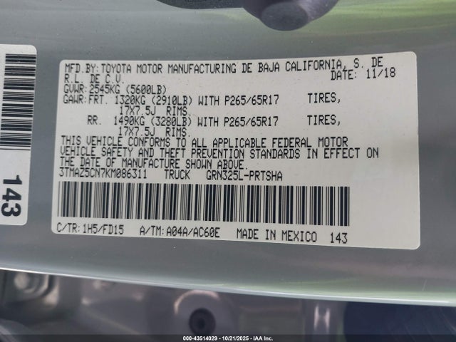 Toyota 2gr-fks 2019 3TMAZ5CN7KM086311 Image 9