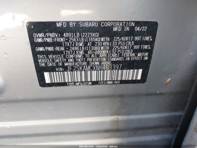 2022 SUBARU FORESTER JF2SKAMCXNH463397 Photo 8