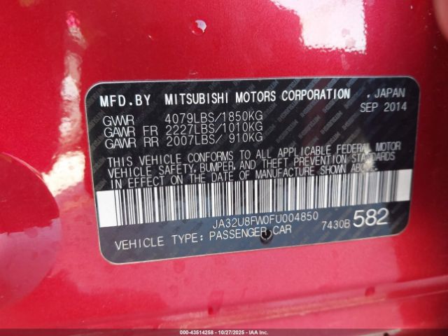 2015 MITSUBISHI LANCER JA32U8FW0FU004850 Photo 8