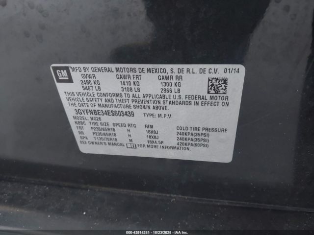 2014 CADILLAC SRX 3GYFNBE34ES603439 Photo 8