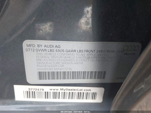 2013 AUDI A4 WAUFFAFLXDN017216 Photo 8