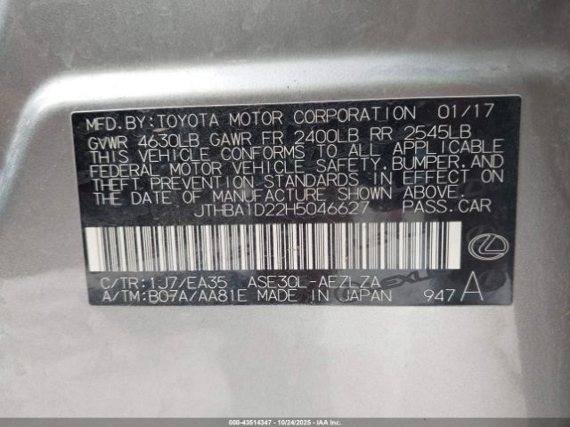 2017 LEXUS IS 200T JTHBA1D22H5046627 Photo 8