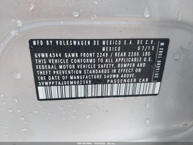 Aukcja sprzedaży 2014 Volkswagen Jetta Sportwagen 2.5l Se, vin: 3VWPP7AJ0EM602389, numer aukcji: 43514602