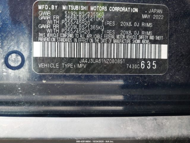 2022 MITSUBISHI OUTLANDER JA4J3UA81NZ080851 Photo 8
