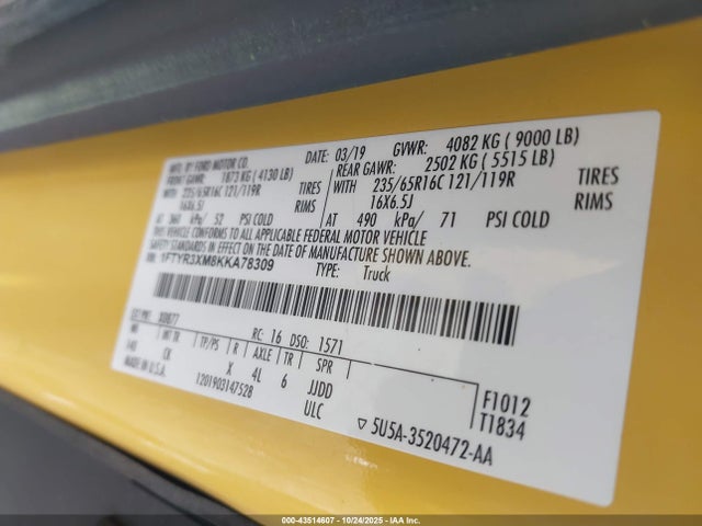 1FTYR3XM8KKA78309 Ford Transit-250