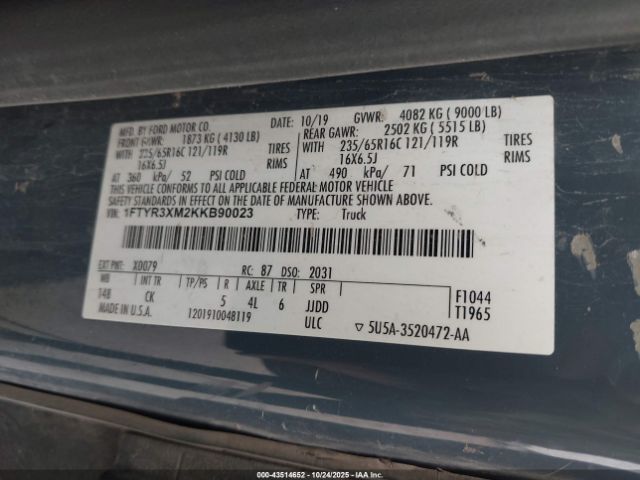 2019 FORD TRANSIT-250 1FTYR3XM2KKB90023 Photo 8