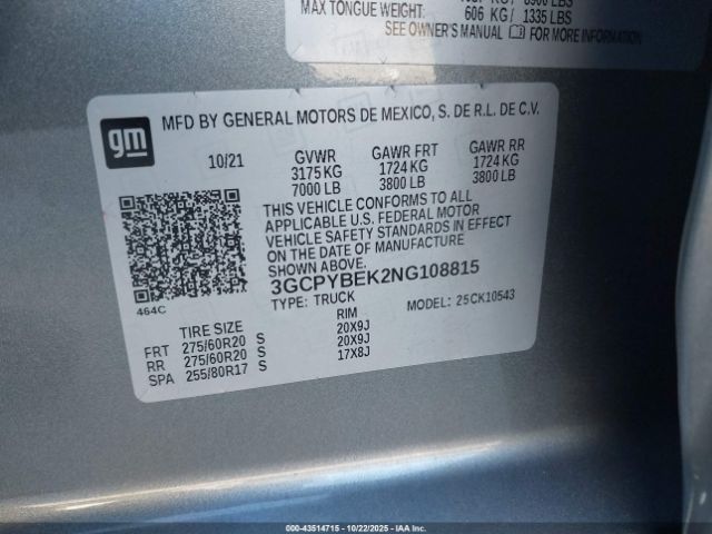 2022 CHEVROLET SILVERADO 1500 LTD 3GCPYBEK2NG108815 Photo 8