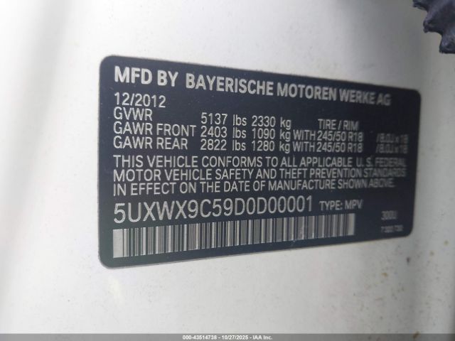 2013 BMW X3 5UXWX9C59D0D00001 Photo 8
