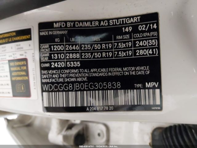 2014 MERCEDES-BENZ GLK 350 WDCGG8JB0EG305838 Photo 8