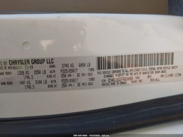 2015 CHRYSLER TOWN & COUNTRY 2C4RC1BG2FR620085 Photo 8